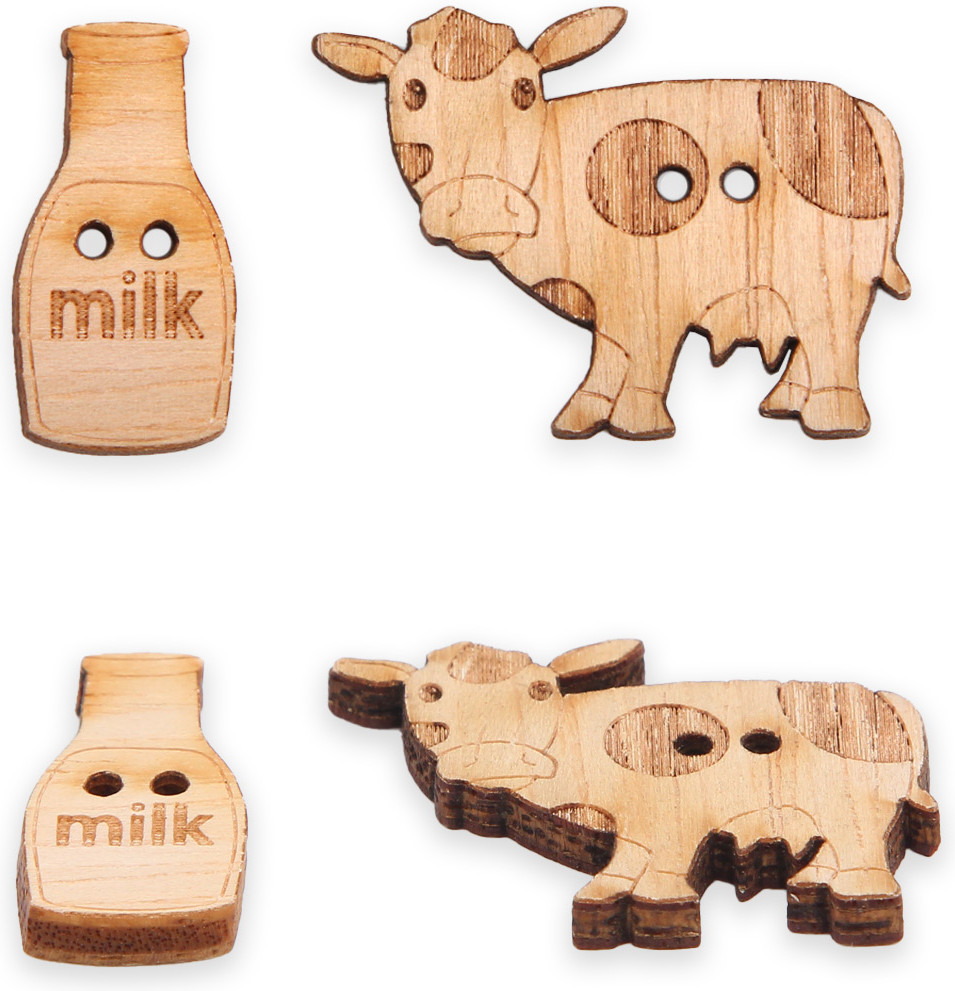 Набор пуговиц-фигурок «Корова и молоко» | Magic Buttons