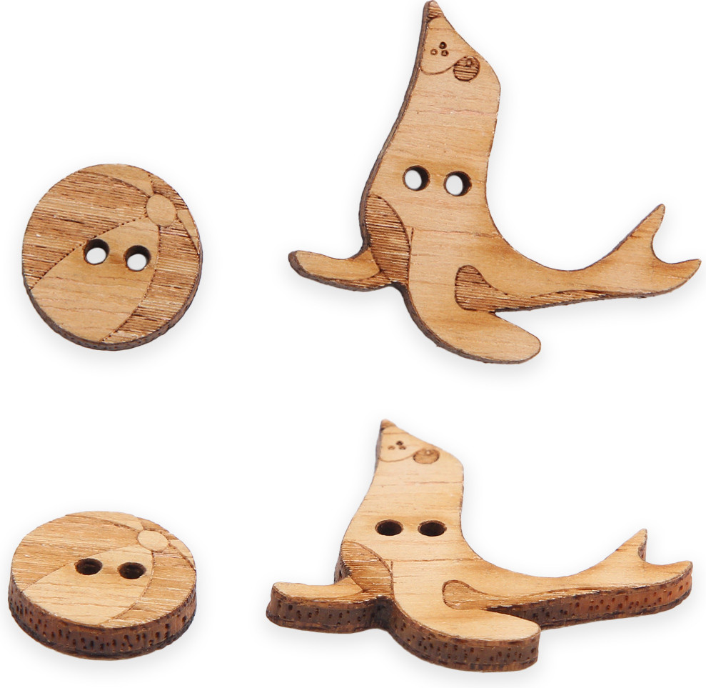 Набор пуговиц-фигурок «Морской котик и мяч» | Magic Buttons