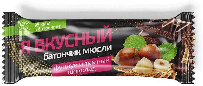 Батончик-мюсли со вкусом фундука и темного шоколада | Aveo