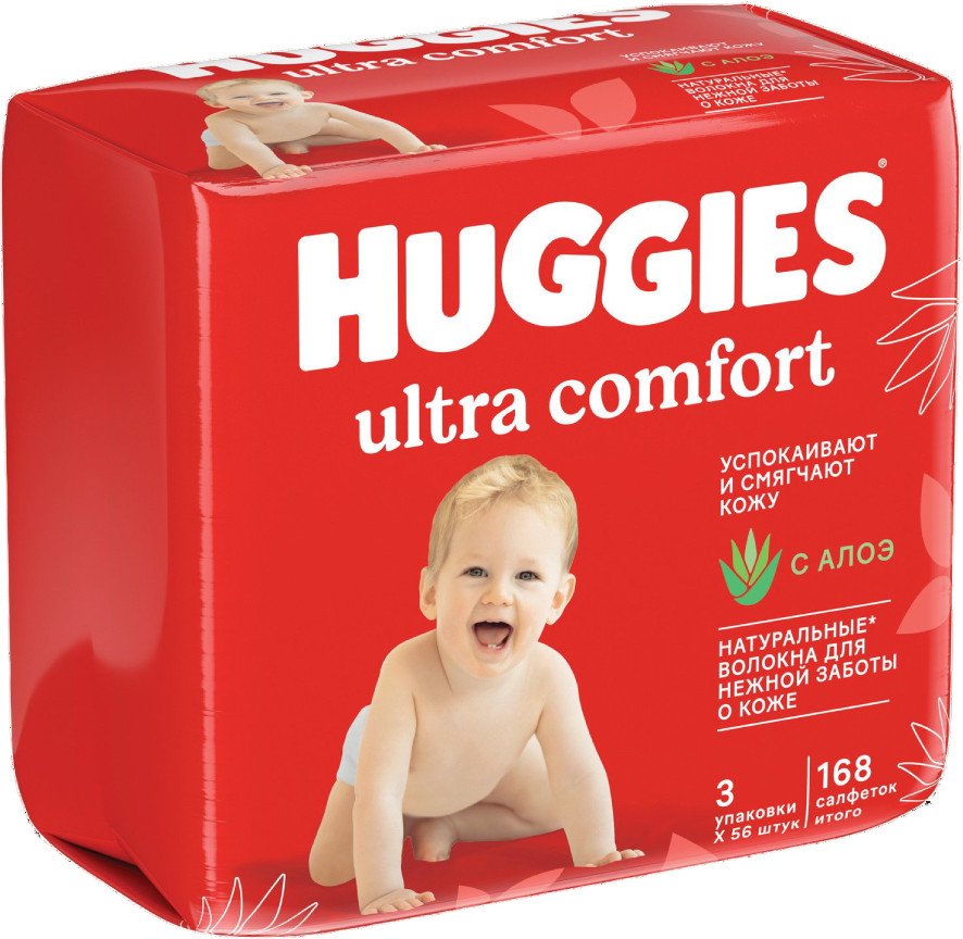Салфетки влажные детские с алое | Ultra Comfort | Huggies