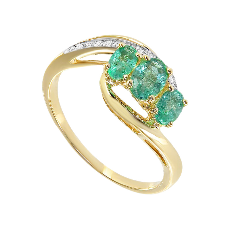 Кольцо из золота с бриллиантами и изумрудами | Алтын