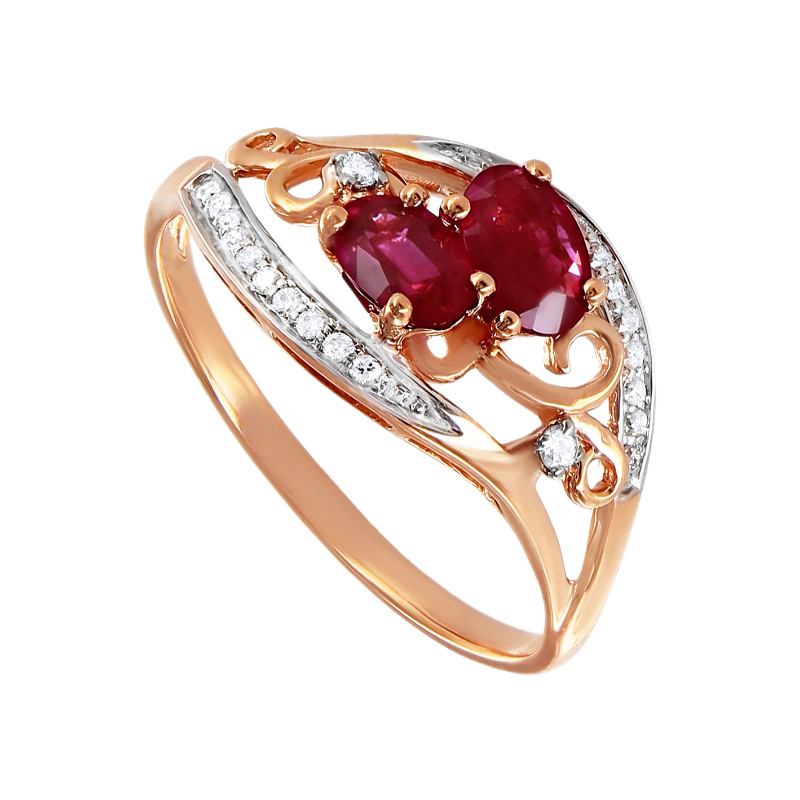 Кольцо из золота с бриллиантами и рубином | Алтын