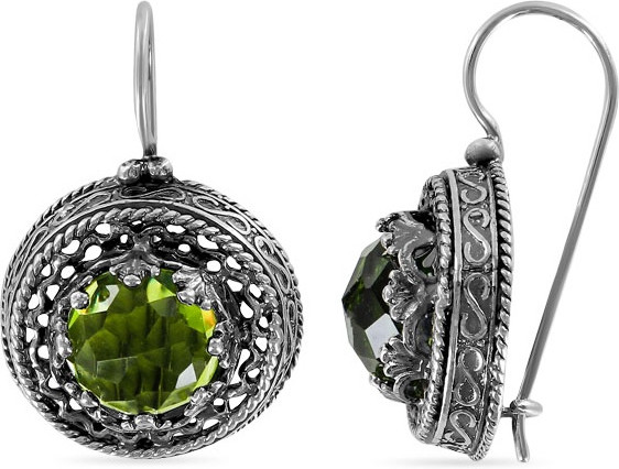 Серьги из серебра с хризопразами | Алтын