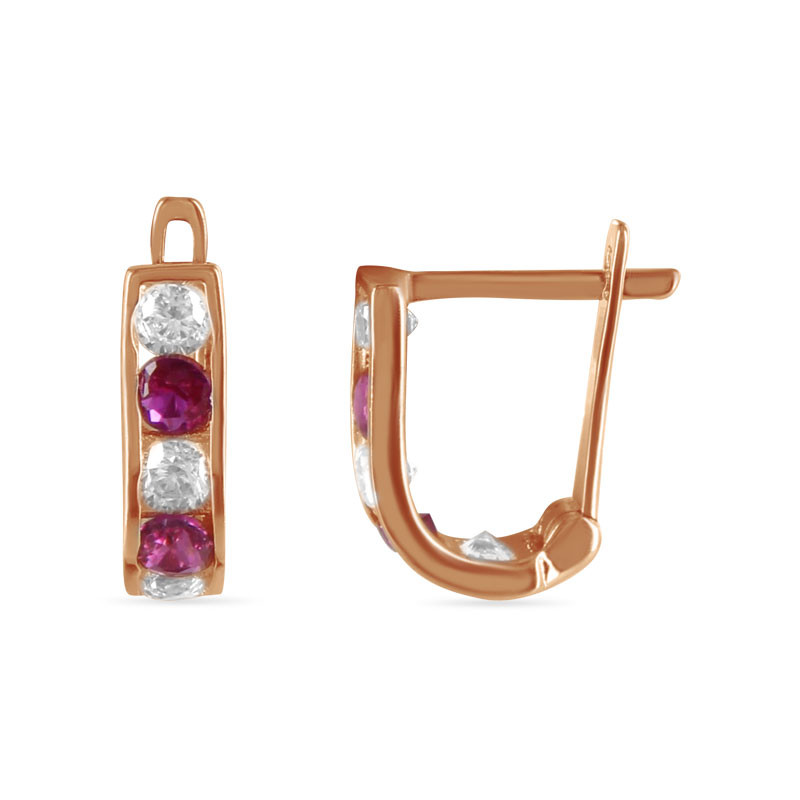 Серьги из золота с рубинами и цирконами | Алтын