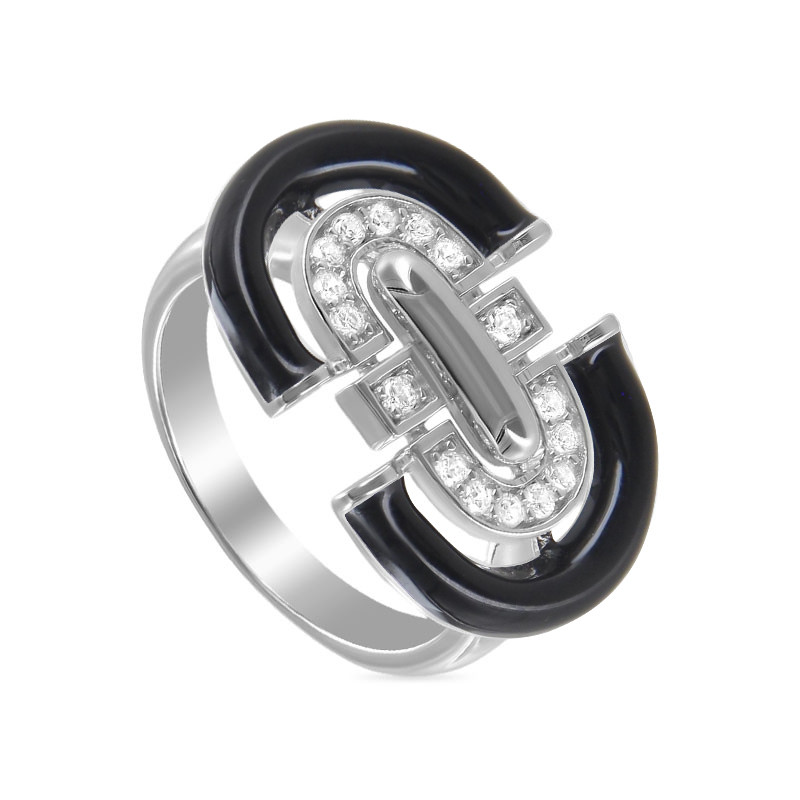 Кольцо из серебра с цирконами и керамикой | Алтын