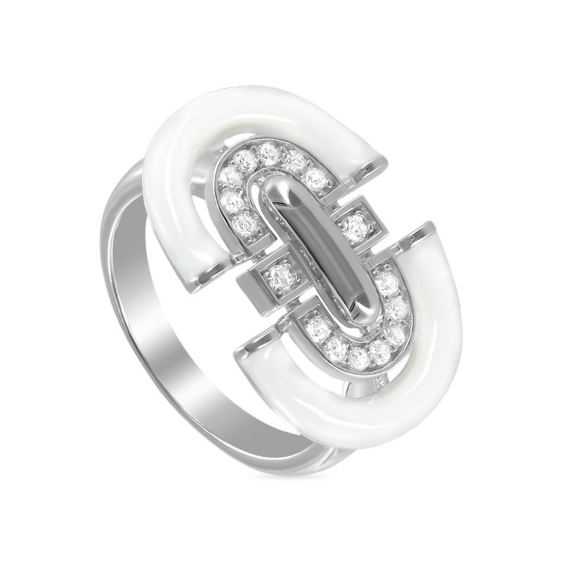 Кольцо из серебра с цирконами и керамикой | Алтын