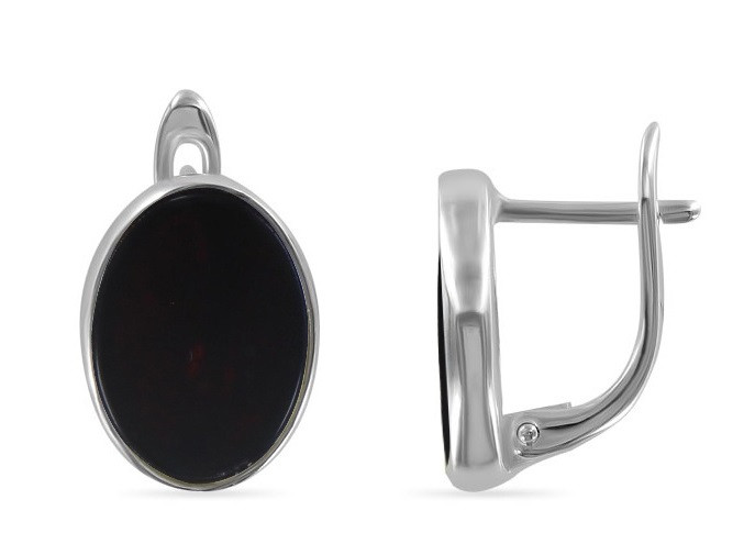 Серьги из серебра с янтарем | Алтын