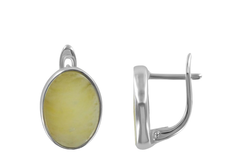 Серьги из серебра с янтарем | Алтын