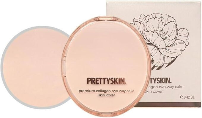Пудра для лица с коллагеном «Рremium collagen two way cake skin cover», оттенок 23 Natural Beige | Pretty Skin