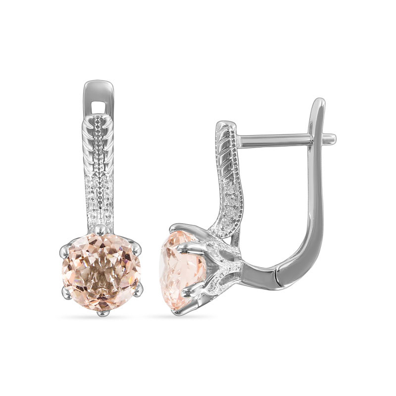 Серьги из серебра с цирконом и морганитом | Алтын