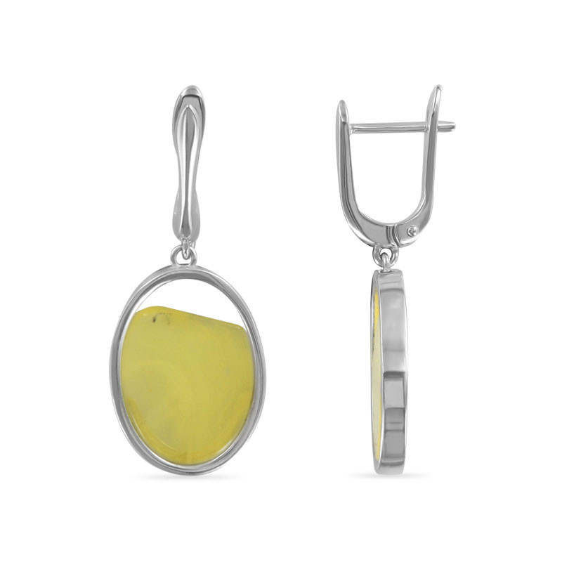 Серьги из серебра с янтарем | Алтын