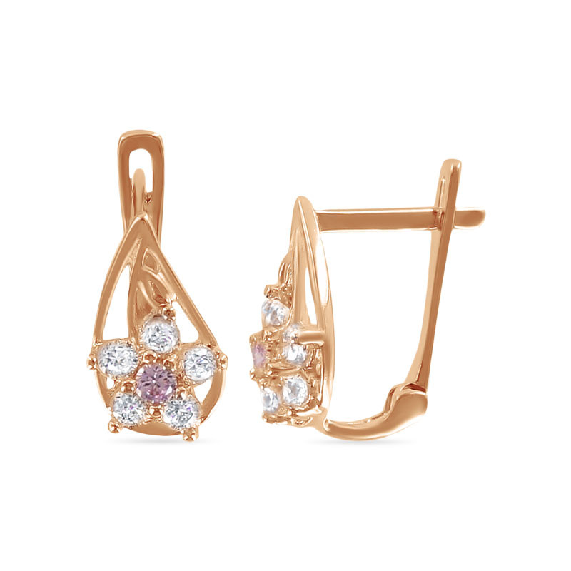 Серьги из золота с рубинами и цирконами | Алтын