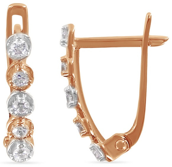 Серьги детские из золота с цирконами | Алтын