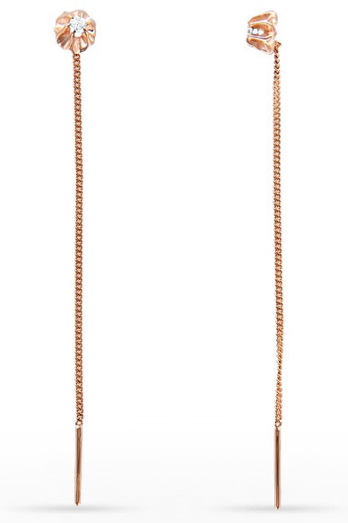 Серьги-цепочки детские из золота с цирконами | Алтын