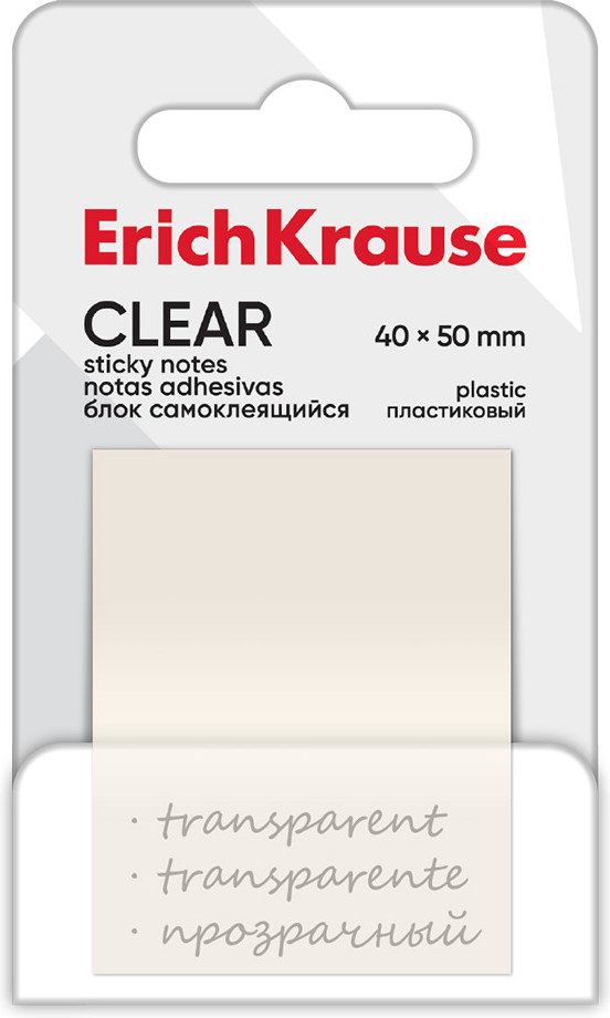 Блок самоклеящийся пластиковый | Clear | Erich Krause
