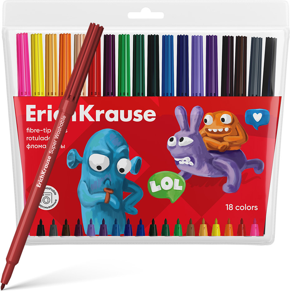 Набор фломастеров «Super Washable» | Jolly Friends | Erich Krause