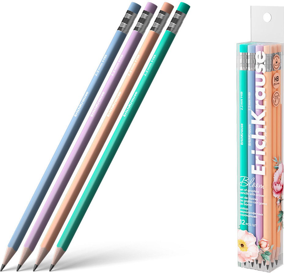 Набор карандашей чернографитных | Pastel Bloom | Erich Krause