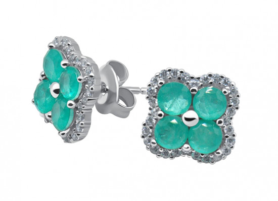 Серьги из серебра с фианитами