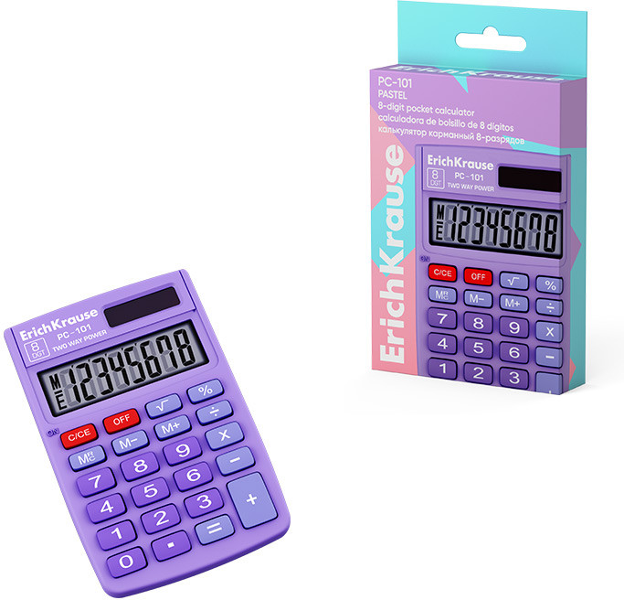 Калькулятор карманный PC-101 | Pastel | Erich Krause