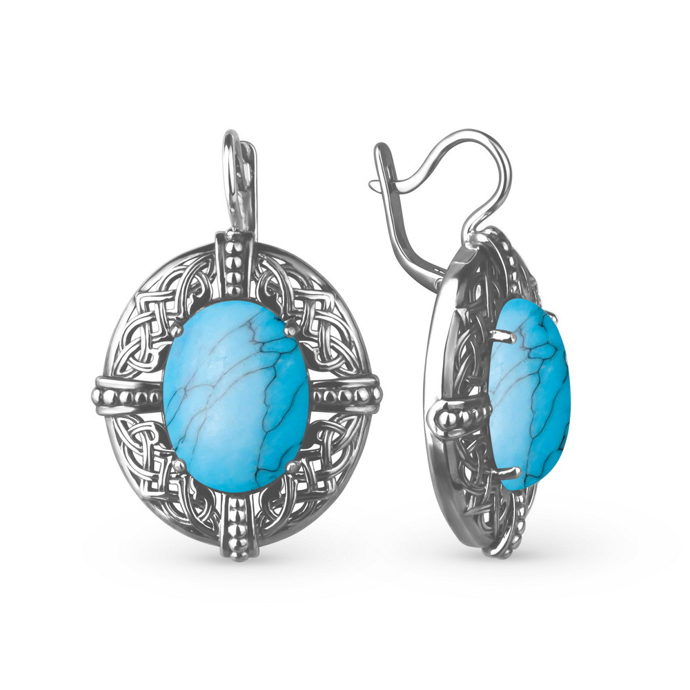 Серьги из серебра с бирюзой | Костромской ювелирный завод