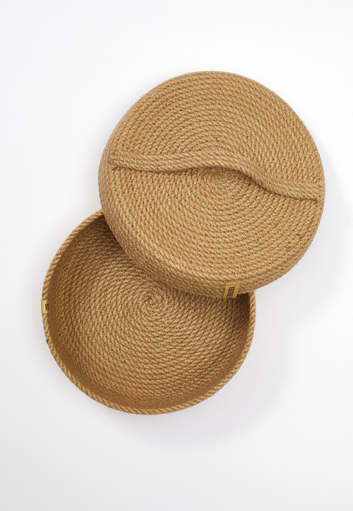 Корзина круглая с крышкой и ручкой «Дорожка» | Verevka.kz