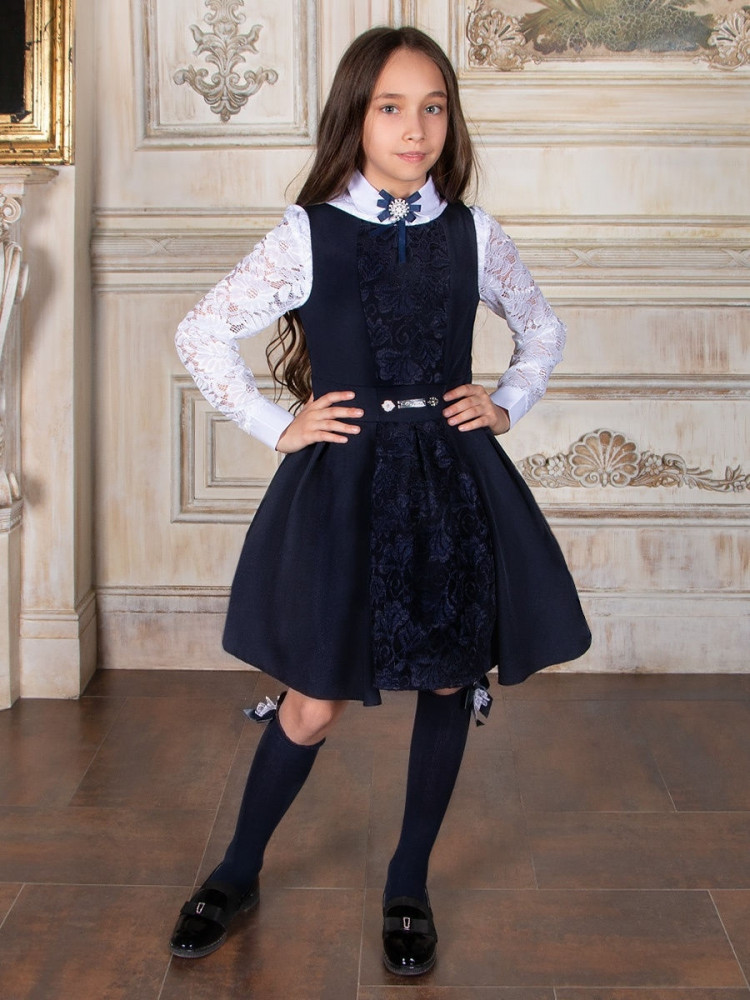 Сарафан со съёмным подъюбником для девочек | School collection | Соль&Перец