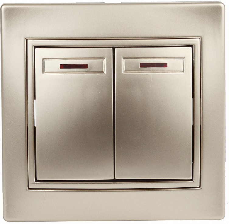 Выключатель двухклавишный с подсветкой | Plano | Intro