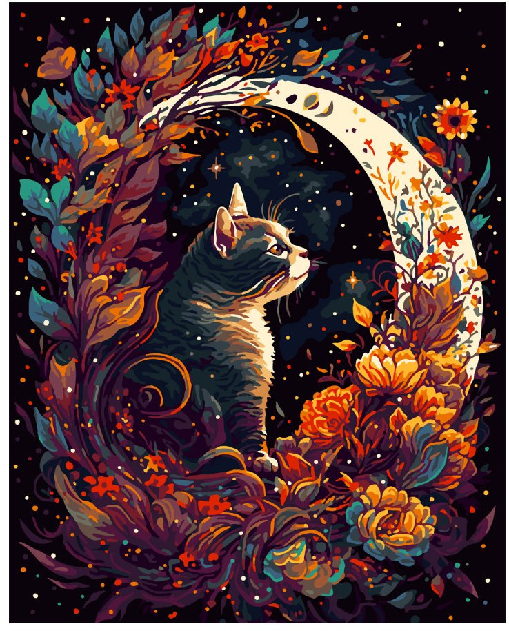 Картина по номерам «Лунный кот» | Lori