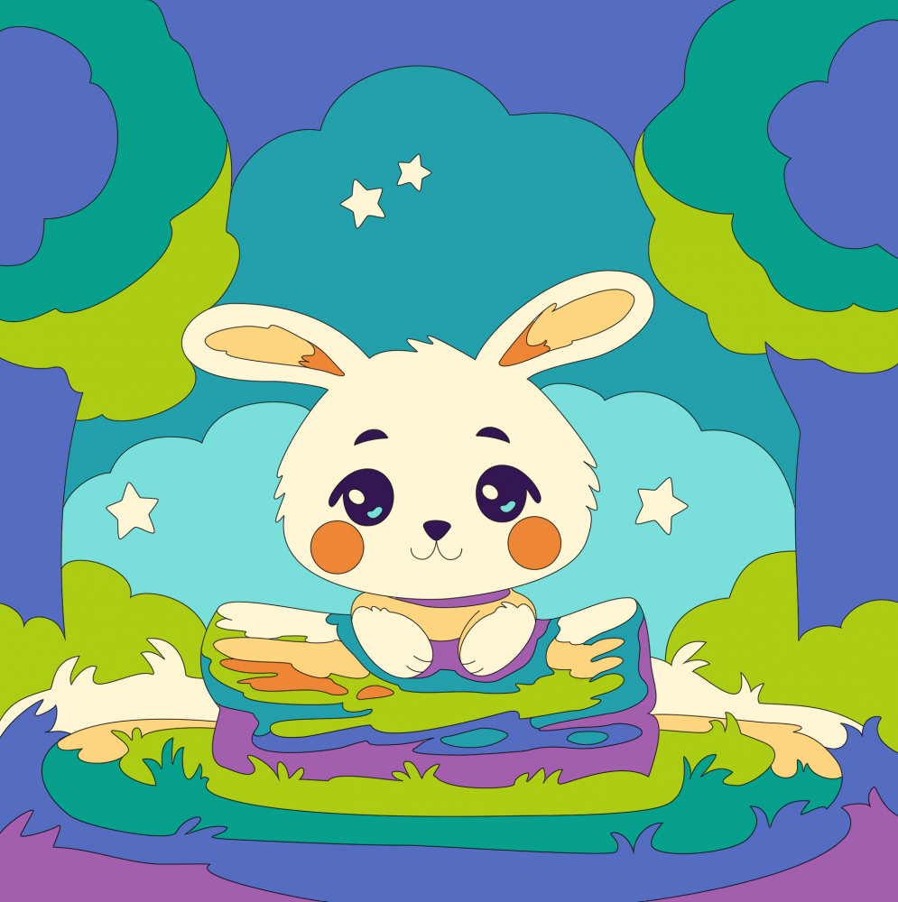 Картина по номерам для детей «Зайчик в лесу» | Lori