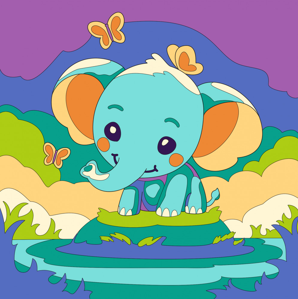 Картина по номерам для детей «Слоник» | Lori