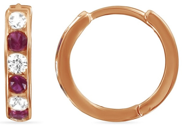 Серьги из золота с рубинами и цирконами | Алтын