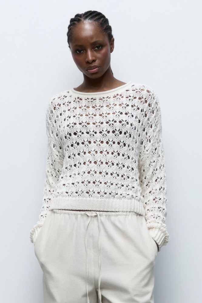 Джемпер женский укороченный ажурной вязки | Befree