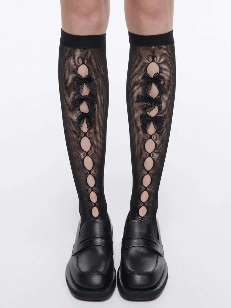 Гольфы женские сетчатые с разрезами и бантиками | Co:Create × Алина Соткина | Befree