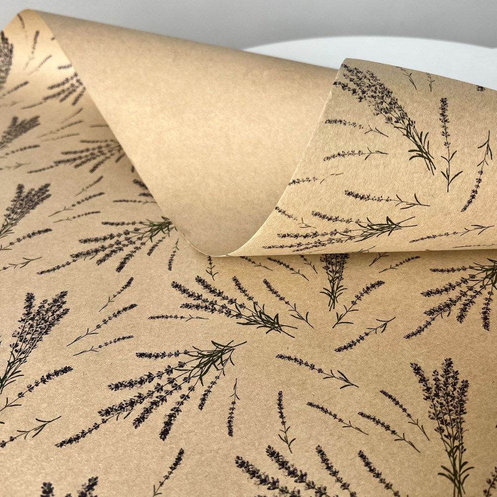 Бумага упаковочная крафтовая «Французская лаванда» | Carrero creative homе