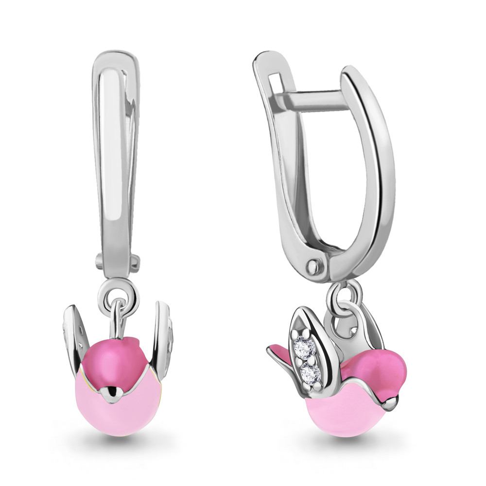 Серьги из серебра с фианитами | Happy | Aquamarine