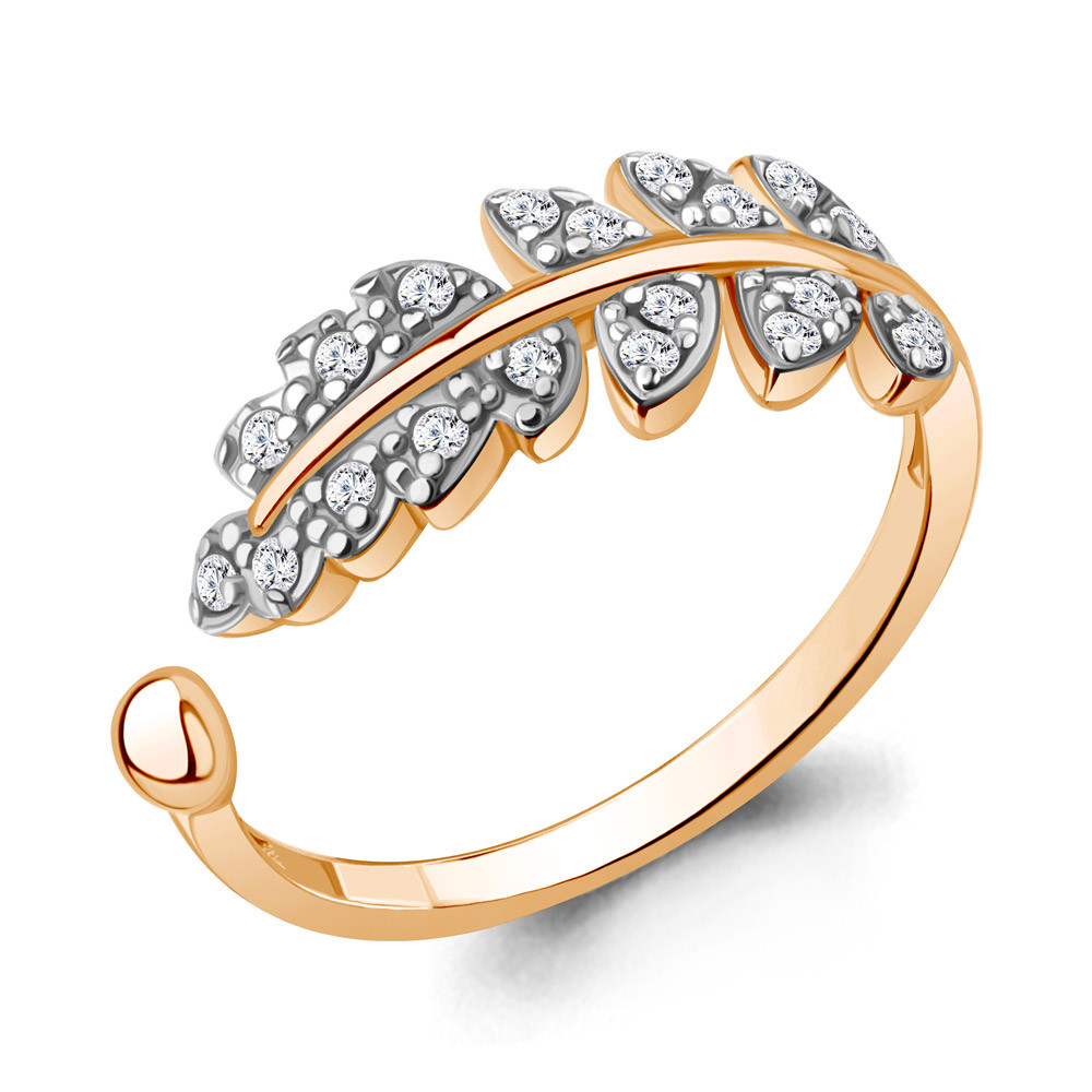 Кольцо из золочёного серебра с фианитами | Aquamarine