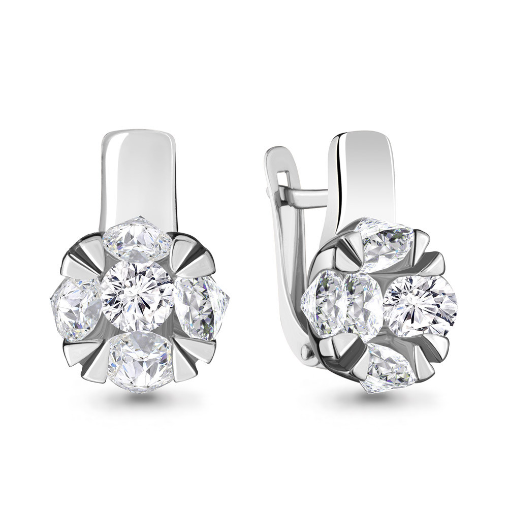 Серьги из серебра с фианитами | Supreme | Aquamarine