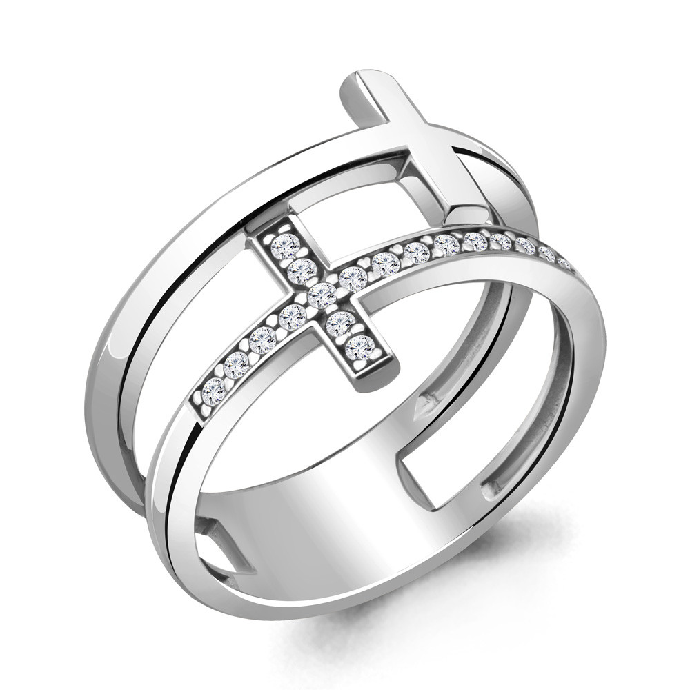 Кольцо из серебра с фианитами | Aquamarine