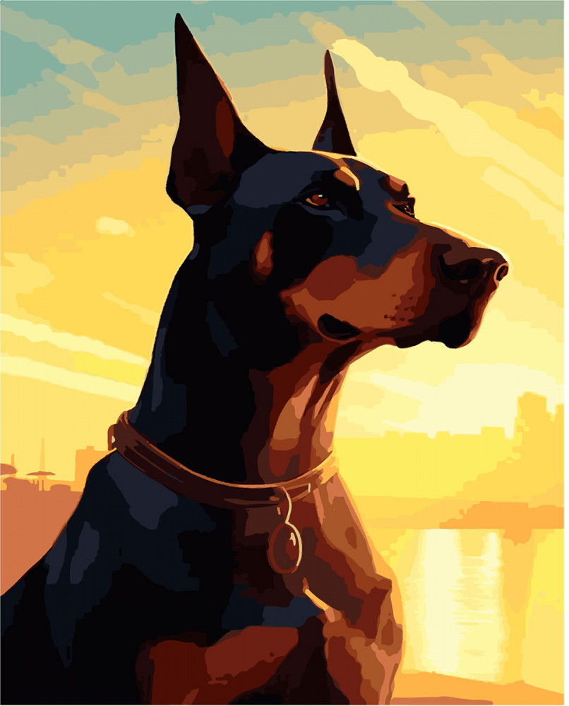 Картина по номерам «Доберман» | Cristyle