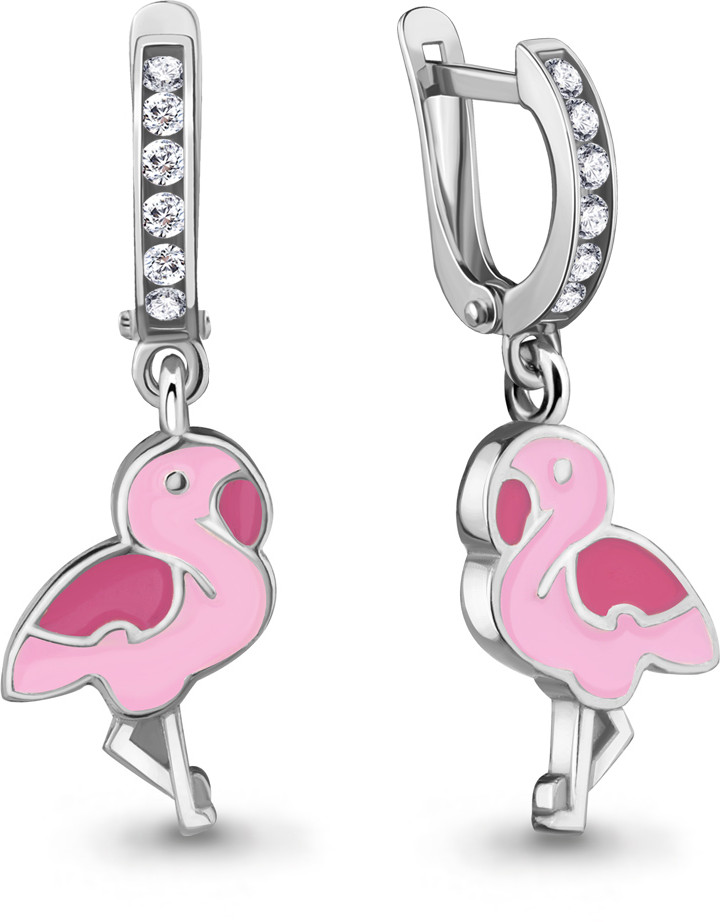 Серьги из серебра с фианитами | Happy | Aquamarine