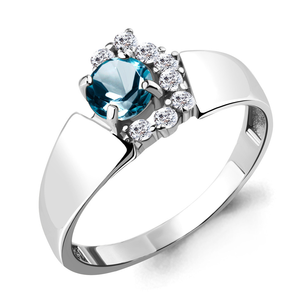 Кольцо из серебра с фианитами | Aquamarine