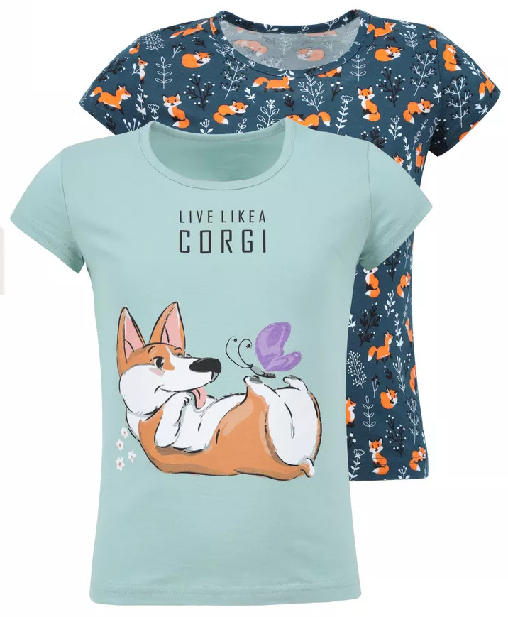 Комплект футболок для девочек | Дизайнерский принт | Апрель