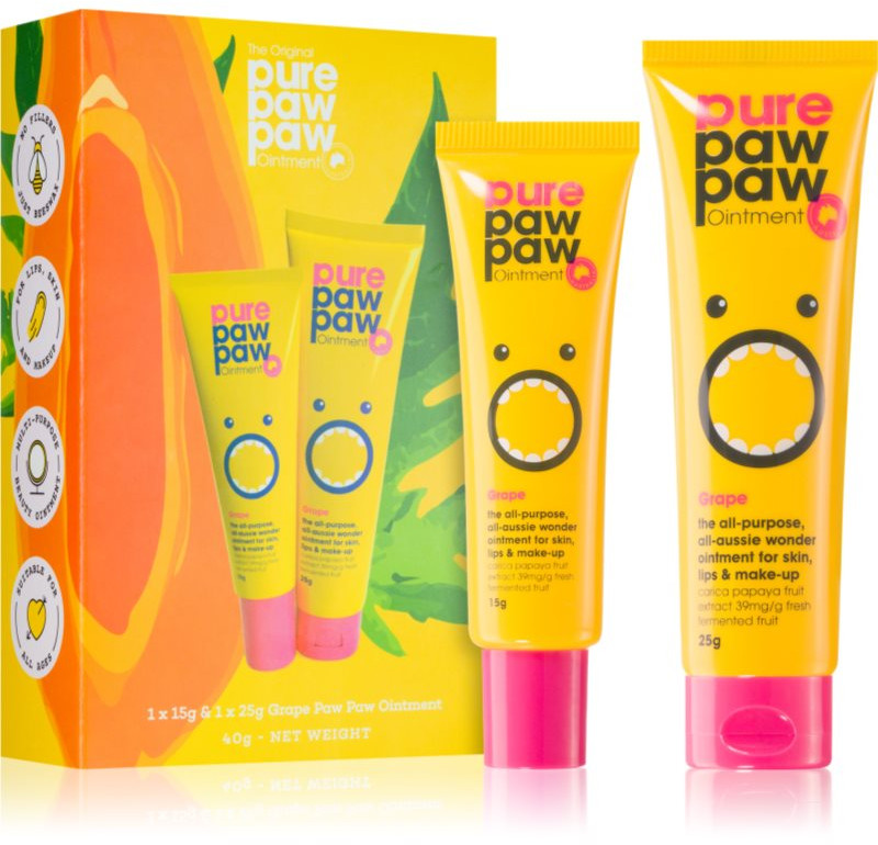 Набор бальзамов для губ, лица и тела с ароматом винограда | Pure Paw Paw