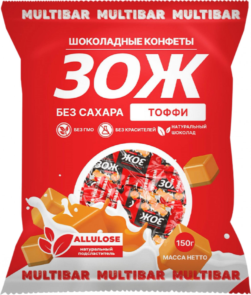 Конфеты шоколадные без сахара со вкусом тоффи «ЗОЖ» | Multibar