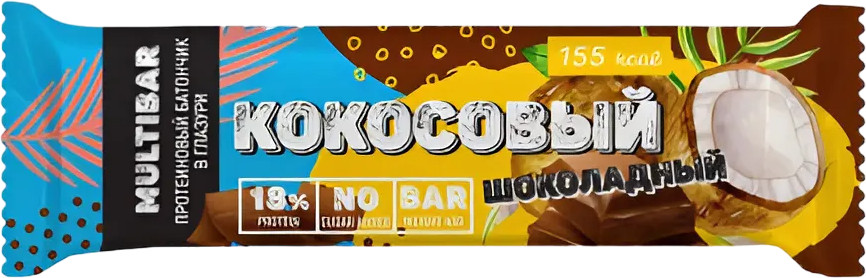 Батончик высокобелковый глазированный «Кокосово-шоколадный» | Multibar