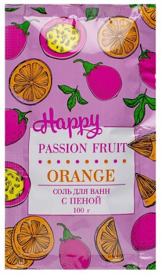 Соль для ванн с пеной апельсин и маракуйя «Happy»