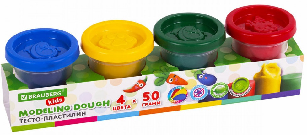 Пластилин-тесто для лепки | Kids | Brauberg