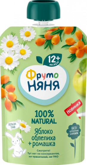 Пюре «яблоко, облепиха, ромашка»