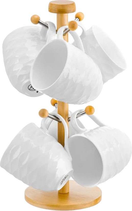 Набор кружек на деревянной подставке «Айсберг волны» | Elan Gallery