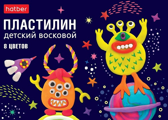 Пластилин восковой неоновый «Монстрики» | Hatber